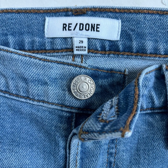 Redone 90’s High Rise Ankle Crop Button Fly Blue Denim Jeans 29 - Picture 8 of 17